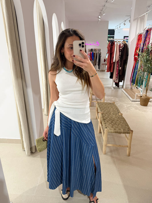 FALDA CORTES DENIM RAYAS