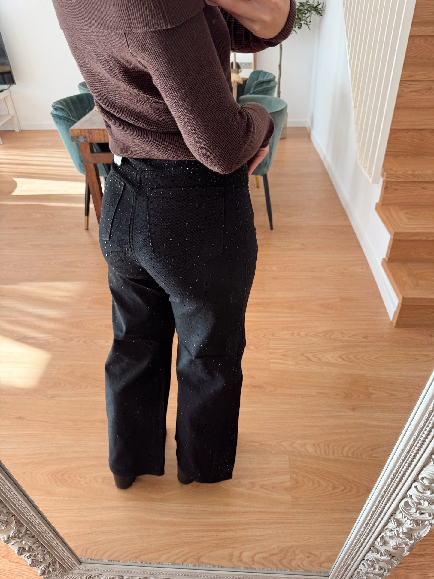 JEANS BLACK BRILLO BOTONES