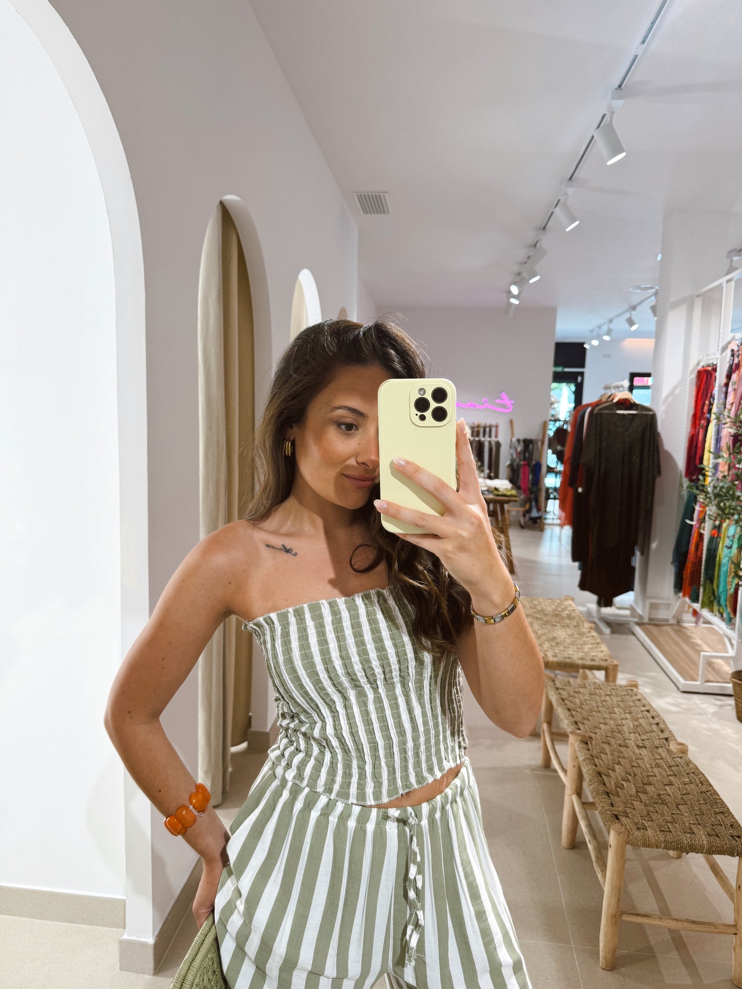 TOP NIDO SET RAYAS VERDE