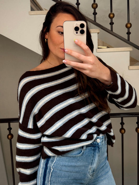 JERSEY LÍNEAS MARRÓN CELESTE