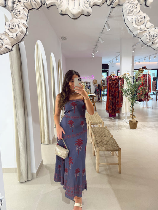VESTIDO PALMERITAS AZUL