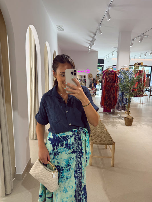 CAMISA ALGODÓN BOLSILLO AZUL