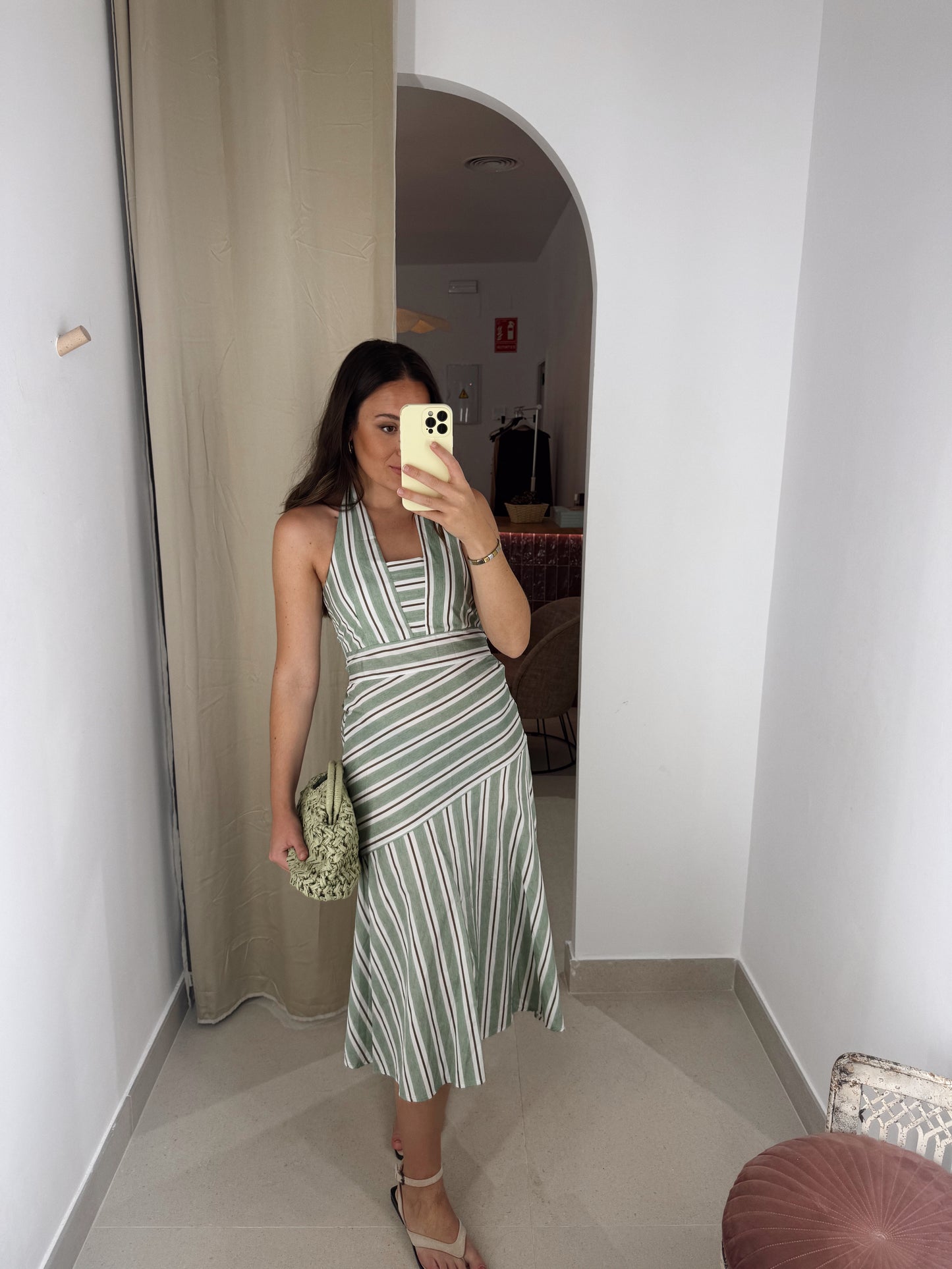 VESTIDO SARA MARRÓN/VERDE/BEIGE