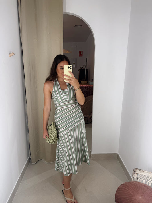 VESTIDO SARA MARRÓN/VERDE/BEIGE