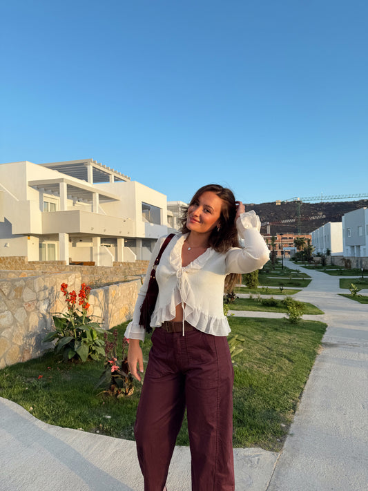 BLUSA CANALÉ VOLANTE GASA BIEGE