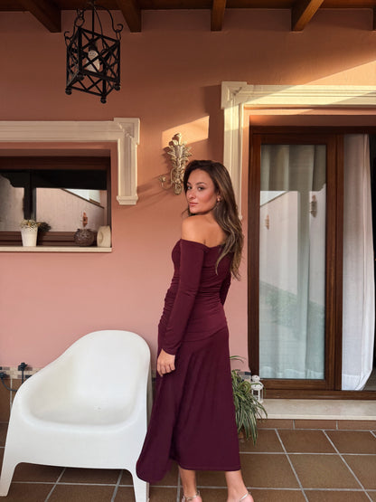VESTIDO GEORGIA BURDEOS o MARRÓN
