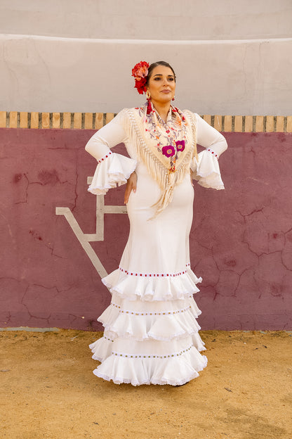 VESTIDO PEONÍA BLANCO CINTA COLORES