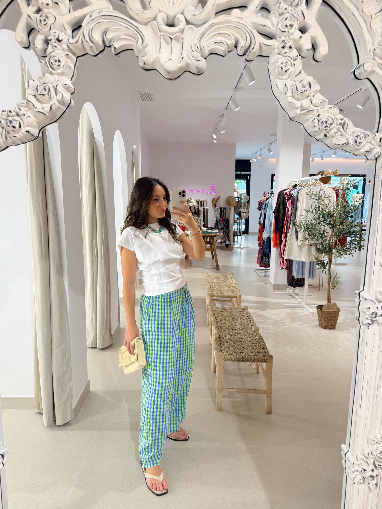 PANTALÓN OASIS VICHY AZUL/VERDE