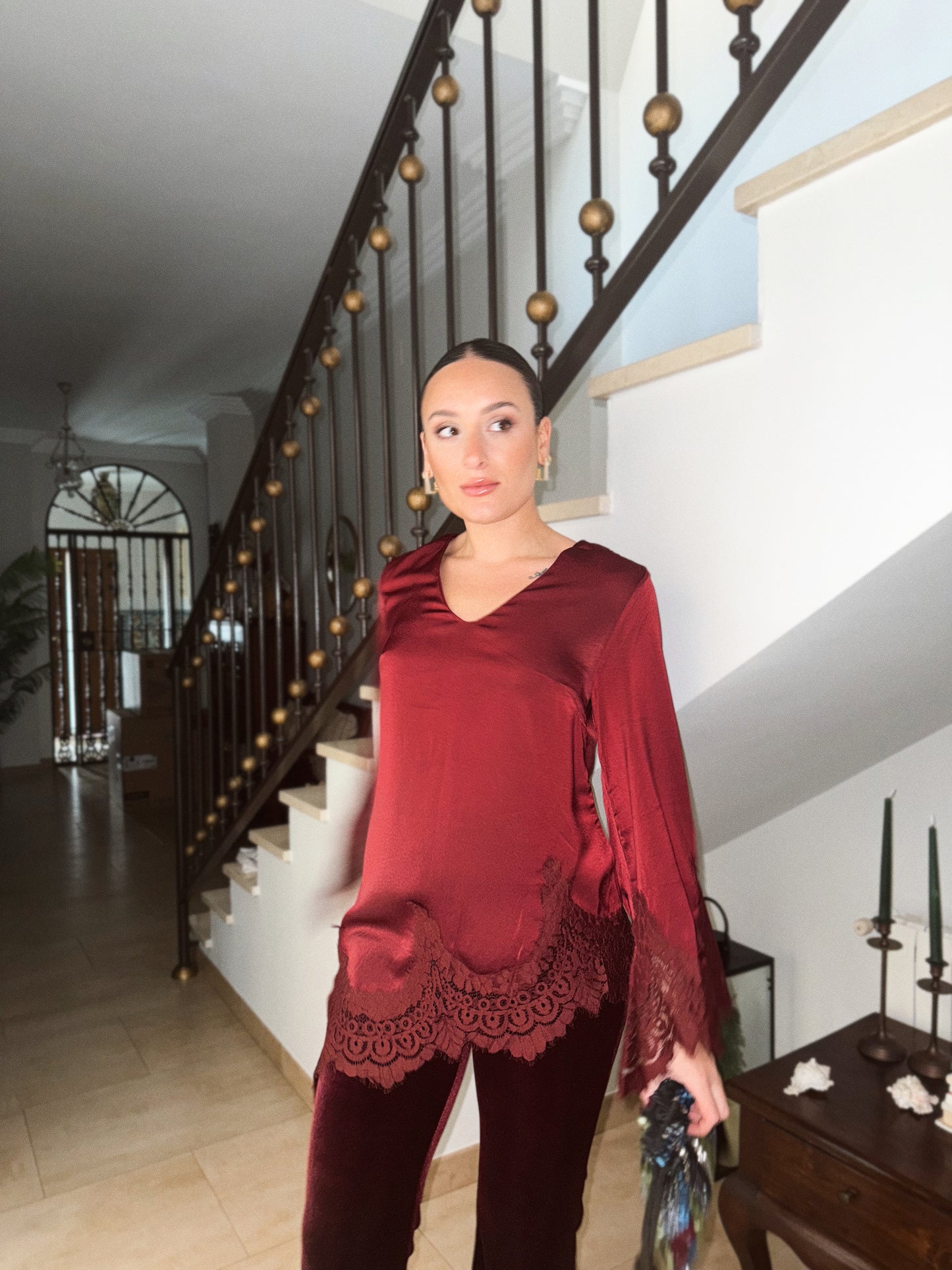 BLUSA LENCERA BURDEOS