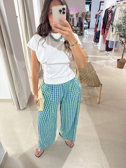 PANTALÓN OASIS VICHY AZUL/VERDE