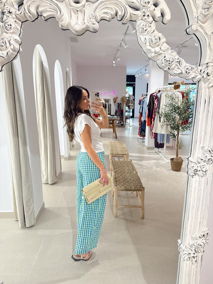 PANTALÓN OASIS VICHY AZUL/VERDE