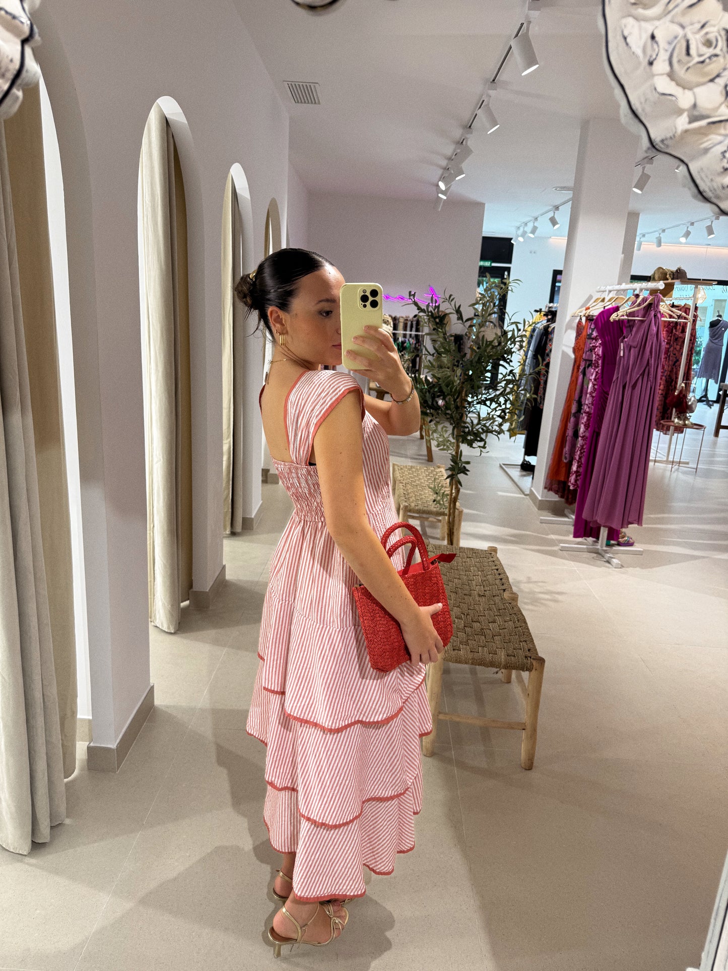 VESTIDO AGNES RAYAS CORAL