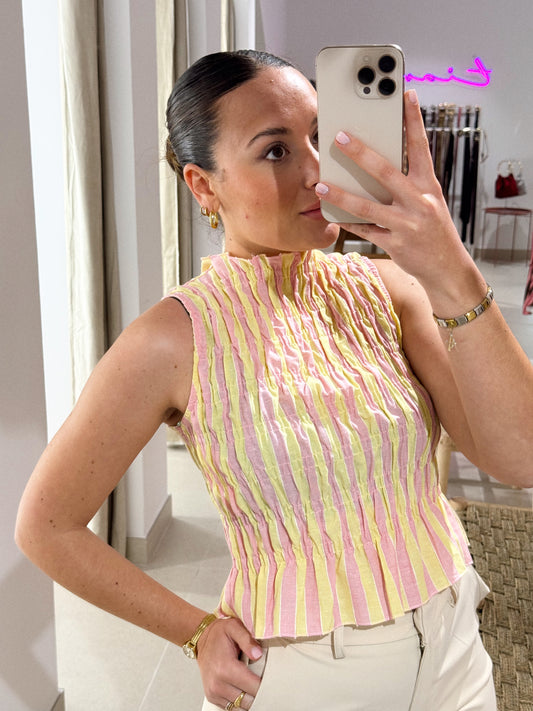 BLUSA NIDO AMARILLA/ROSA