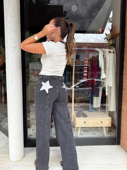 JEANS BLACK ESTRELLA PLATA