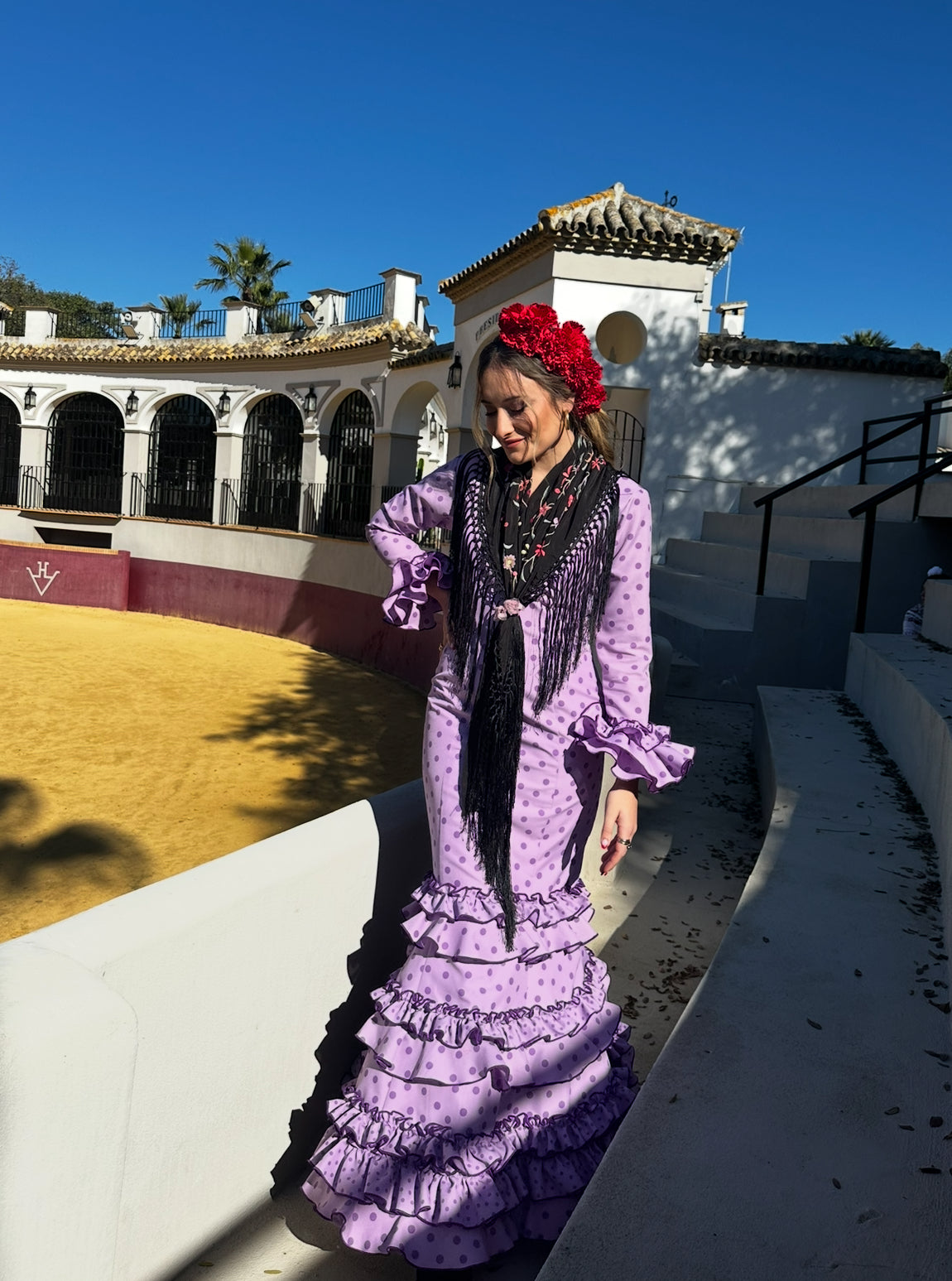 VESTIDO LUNARES MALVA volantes 2 tamaños