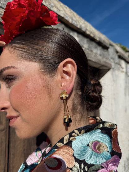 PENDIENTES AZAHAR GOTAS NEGRAS