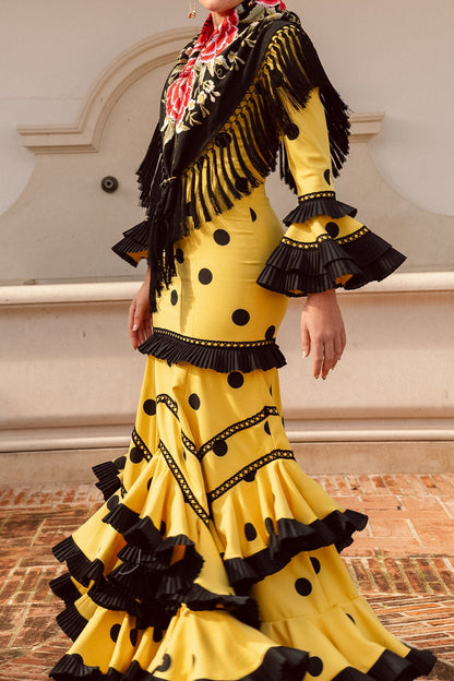 VESTIDO CANASTERA Amarillo/negro