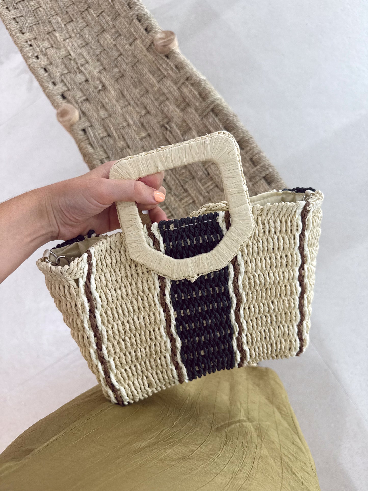 BOLSO RAFIA RAYAS DESIGUALES