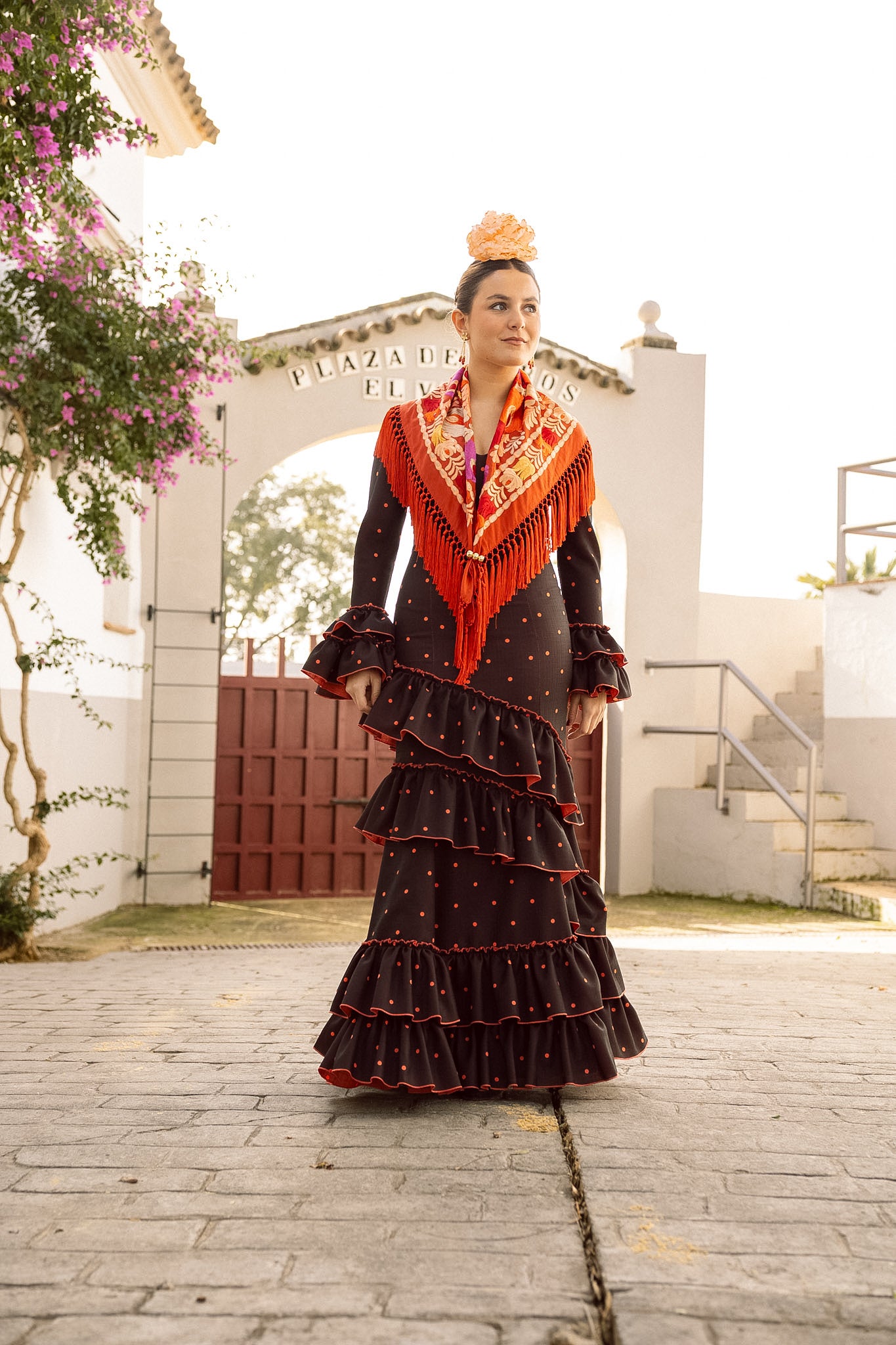 VESTIDO CARMEN negro/teja