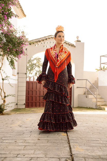 VESTIDO CARMEN negro/teja
