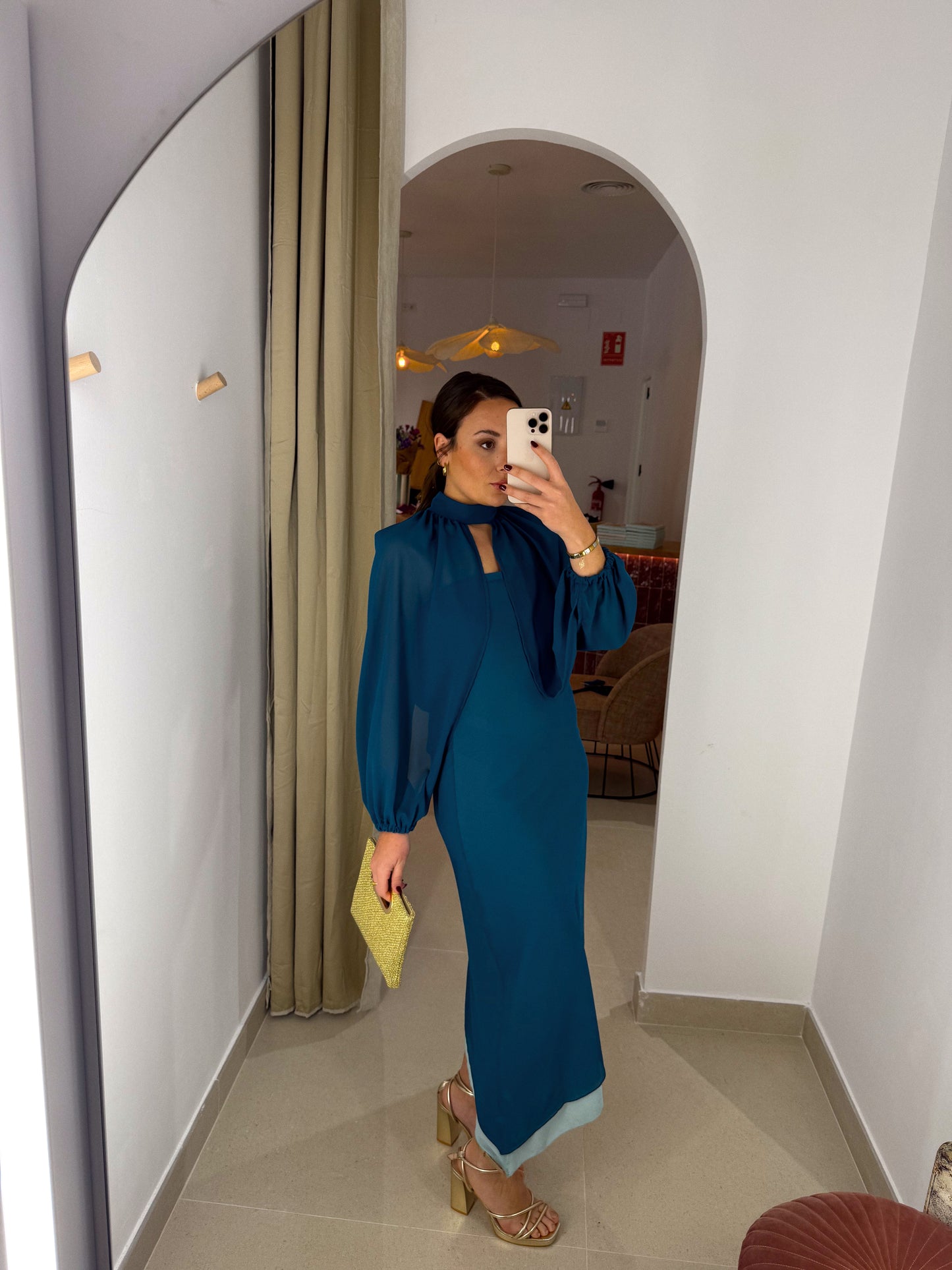 VESTIDO GASA BICOLOR TRES PIEZAS