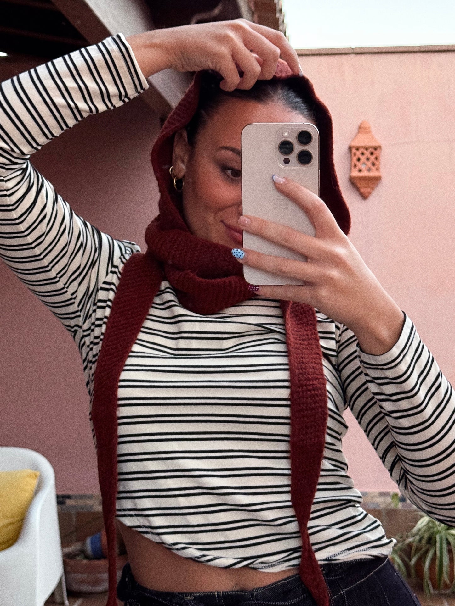 BUFANDA CAPUCHA TEJA LANA