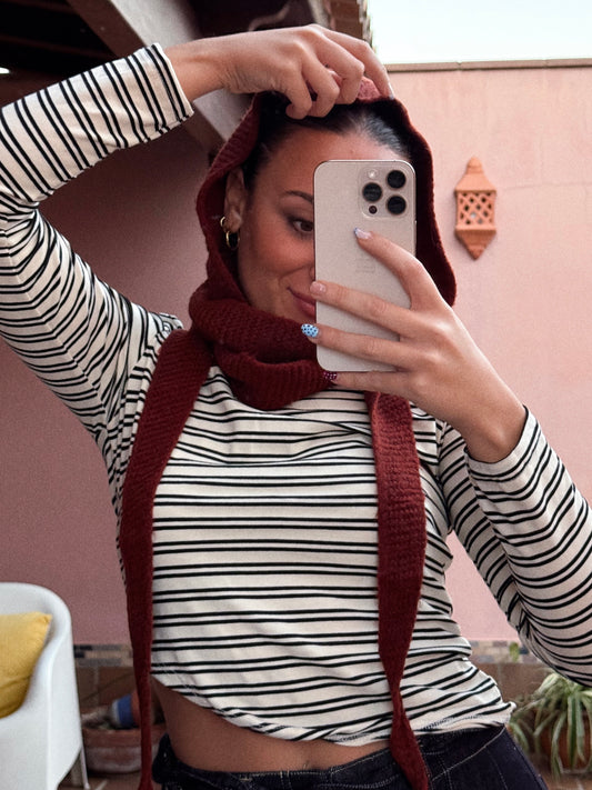 BUFANDA CAPUCHA TEJA LANA