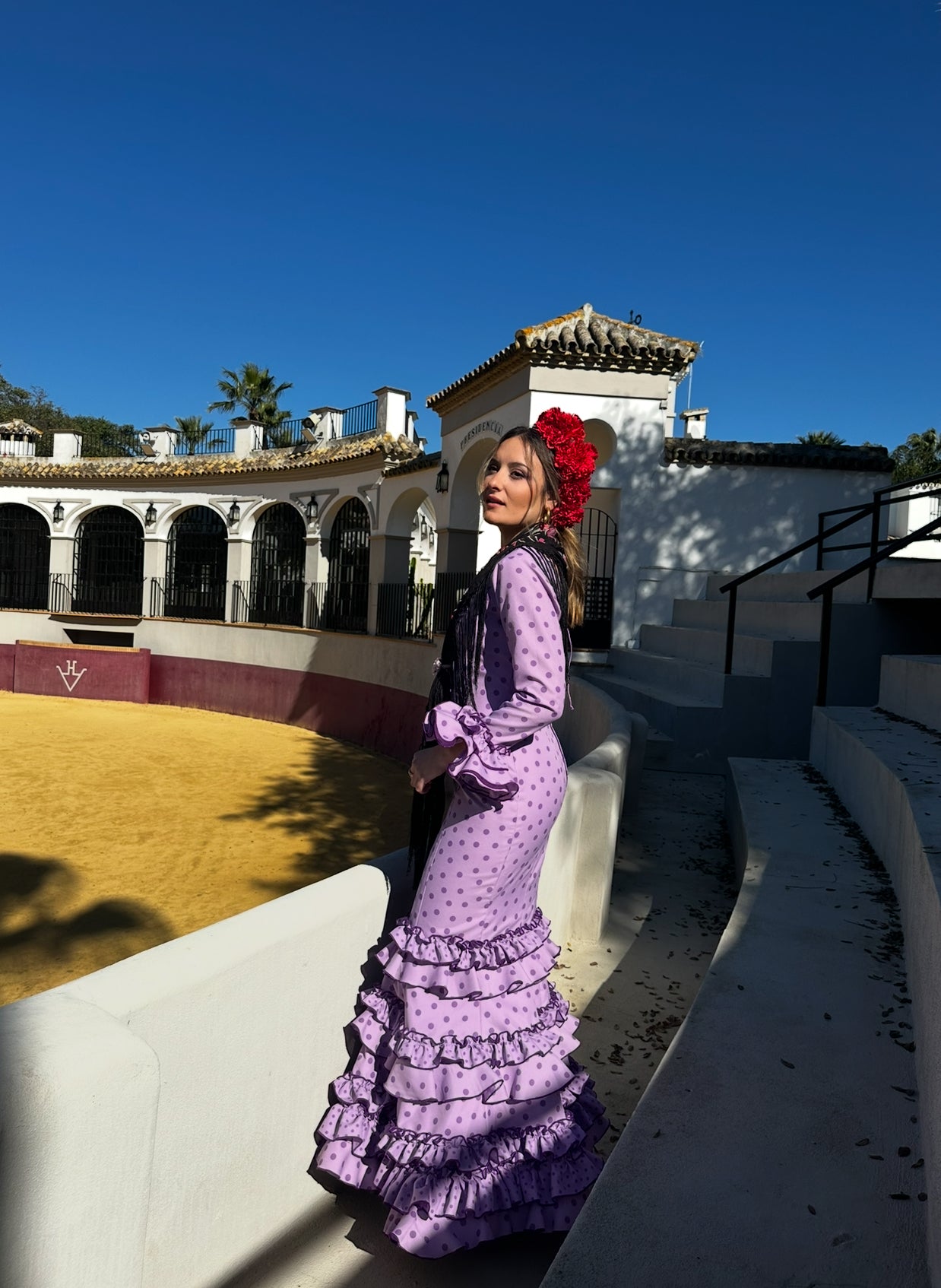 VESTIDO LUNARES MALVA volantes 2 tamaños