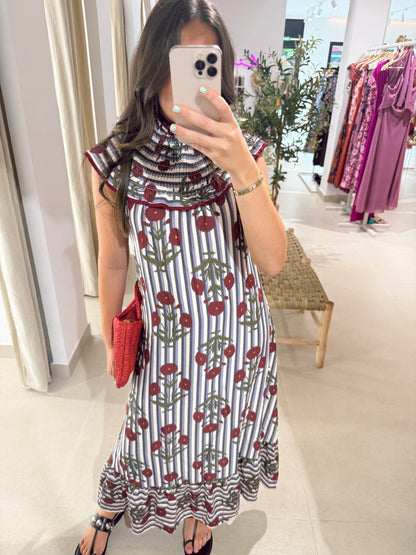 VESTIDO MILA RAYAS/FLOR