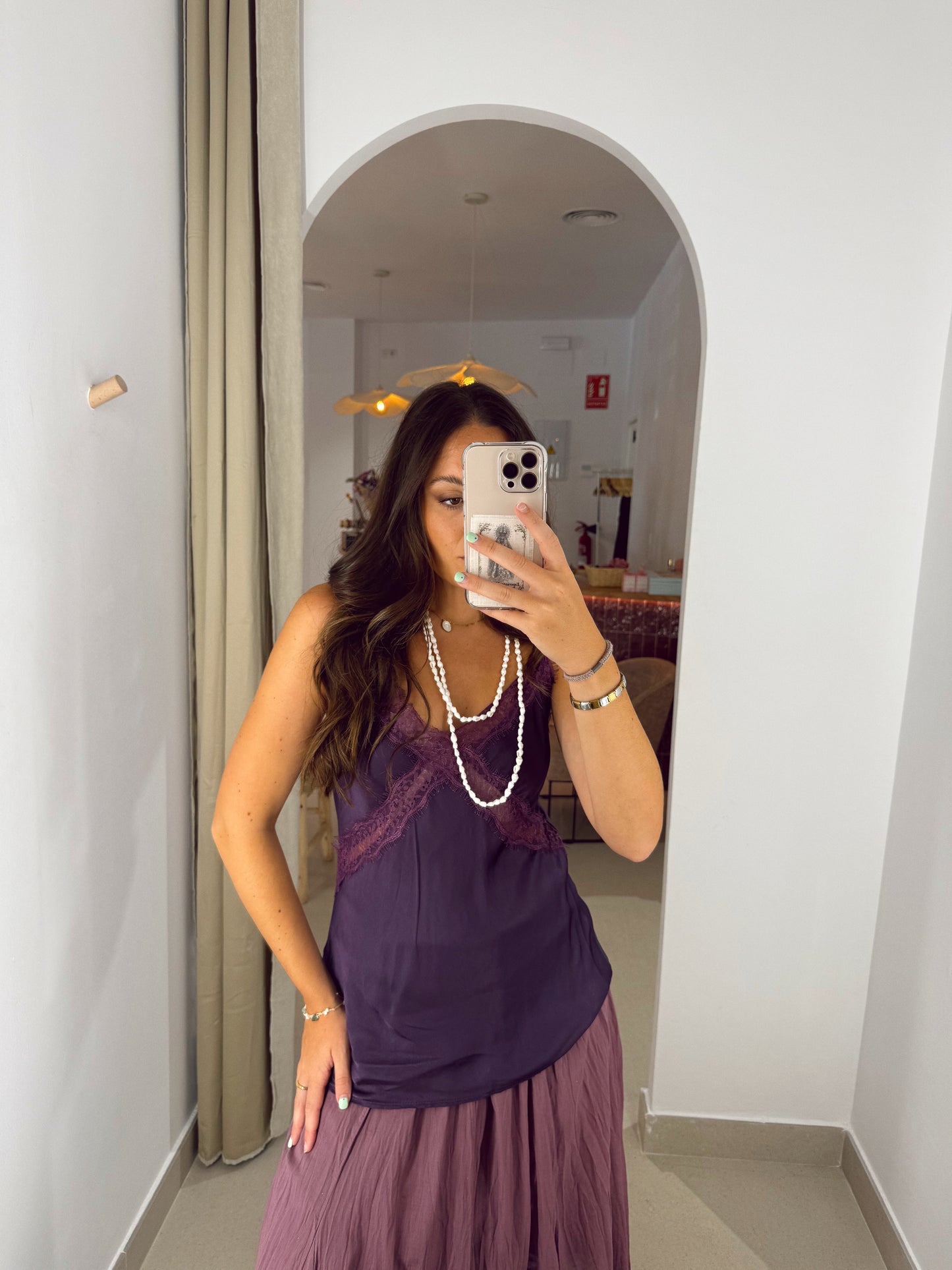 CAMISA LENCERA MALVA
