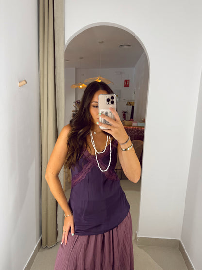 CAMISA LENCERA MALVA