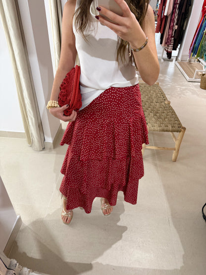FALDA VOLANTES LUNARES ROJO/BLANCO