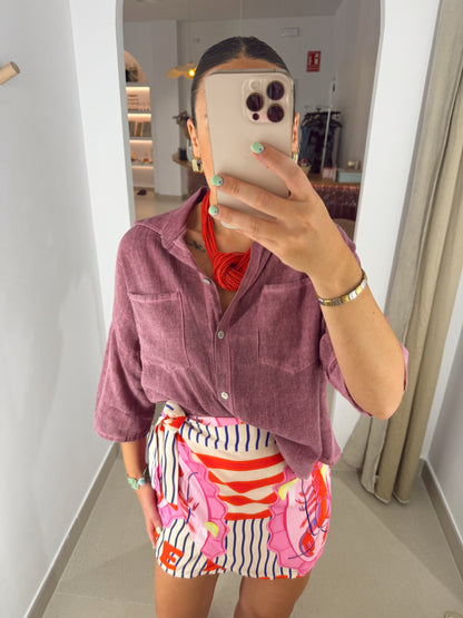 CAMISA ALGODÓN BOLSILLOS ROSA