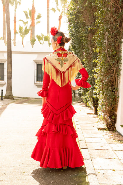 VESTIDO ROMINA ROJO CINTA ROJA