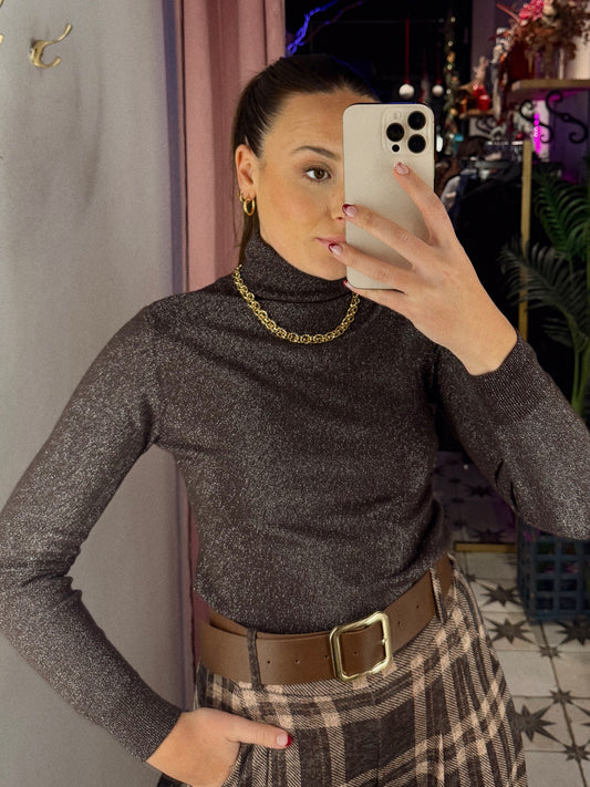 JERSEY CUELLO MARRÓN BRILLO