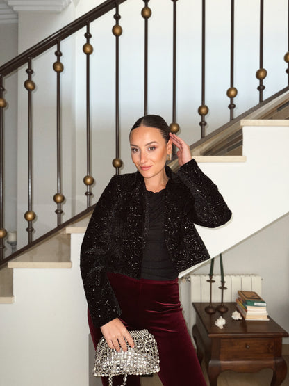 BLAZER LENTEJUELA NEGRA CORTA