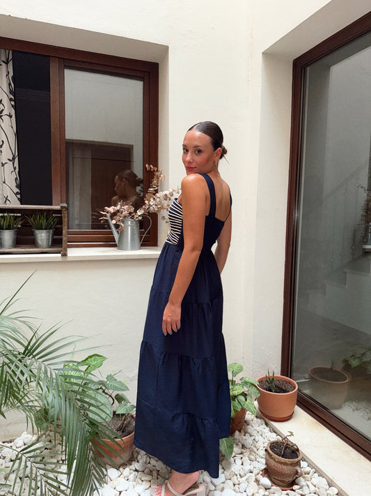 VESTIDO CUERDAS MARINO