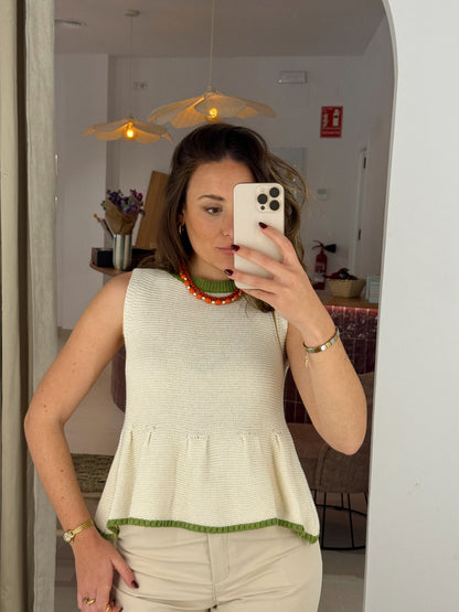 TOP CROCHET BEIGE/OLIVA