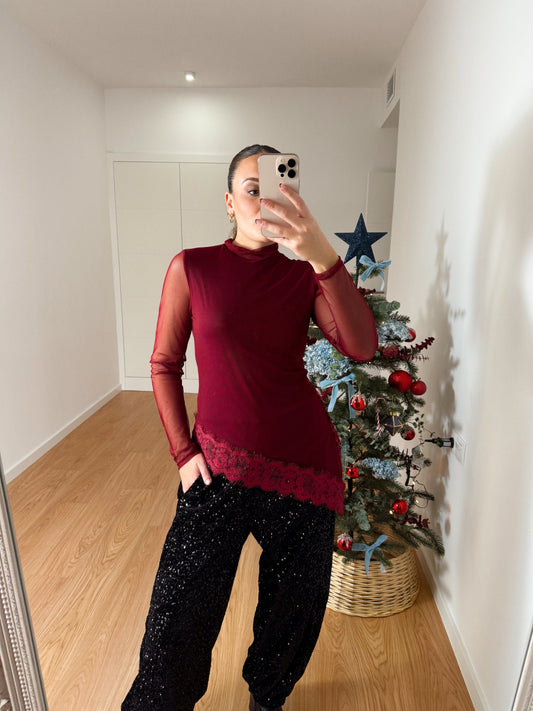 PANTALÓN BOMBACHO LENTEJUELA NEGRO