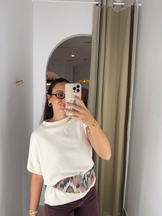 CHALECO DESIGUAL BEIGE PUNTO