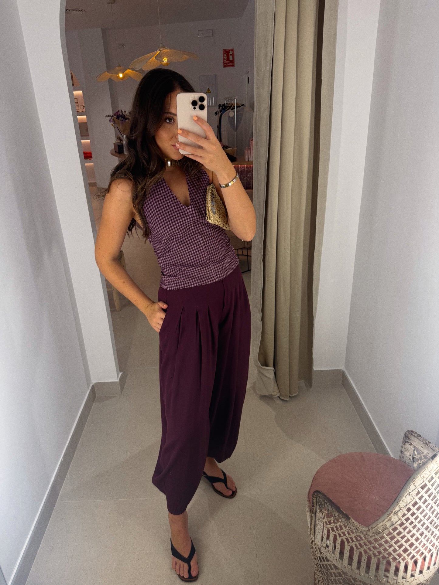 PANTALÓN PINZA BALLOON BERENJENA