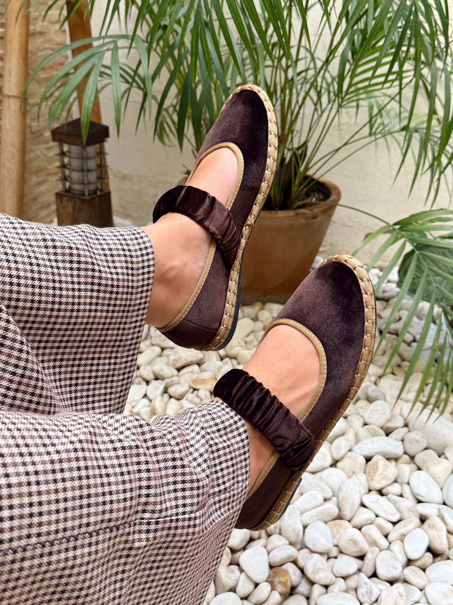 MERCEDITAS MARRÓN/ORO TERCIOPELO