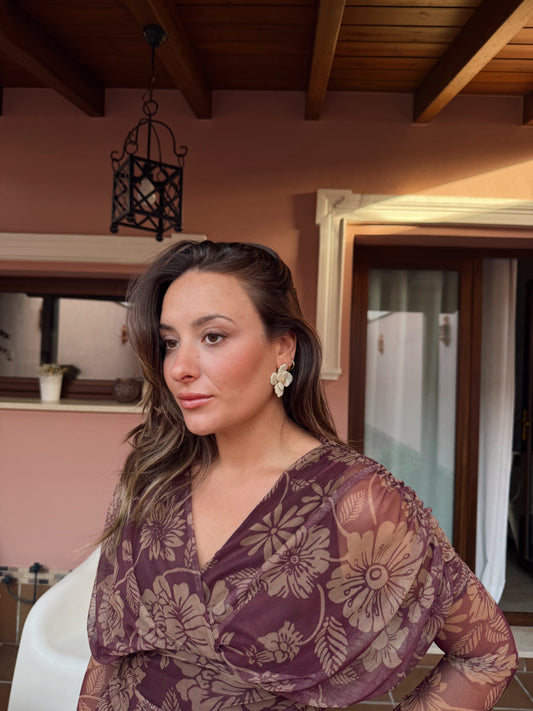 PENDIENTES FLOR BEIGE