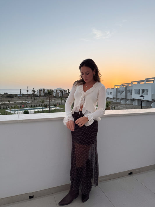 BLUSA CANALÉ VOLANTE GASA BIEGE