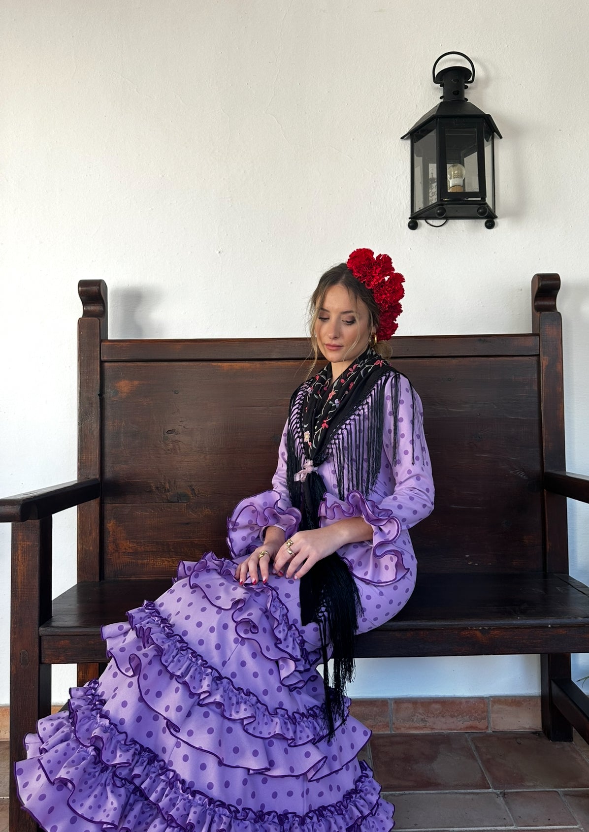 VESTIDO LUNARES MALVA volantes 2 tamaños