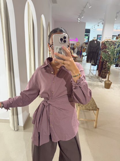CAMISA NUDO RAYAS MAQUILLAJE