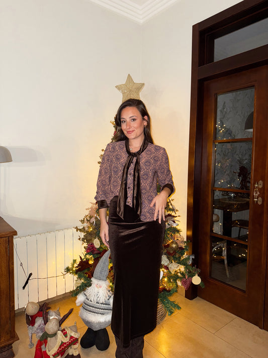 BLUSA ESTAMPADA LAZO TERCIOPELO