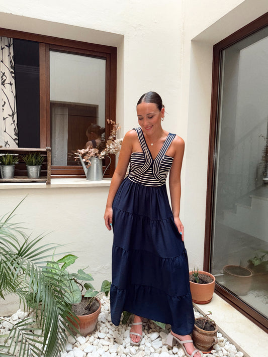 VESTIDO CUERDAS MARINO