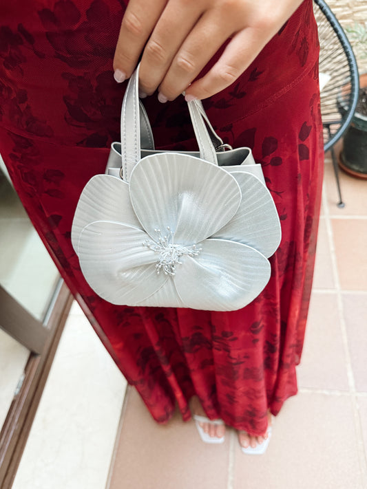 BOLSO FLOR PLATA