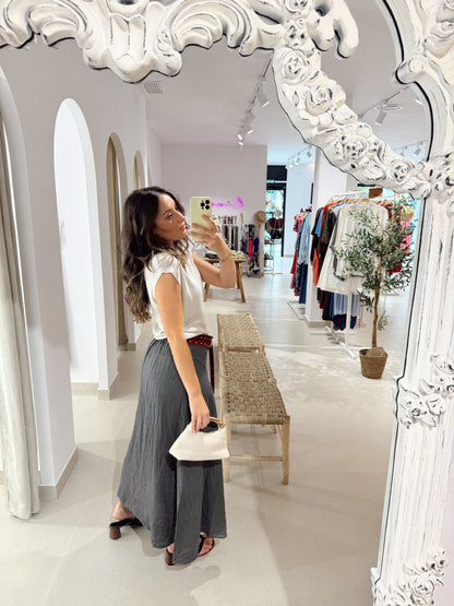 FALDA NOELIA LINO GRIS